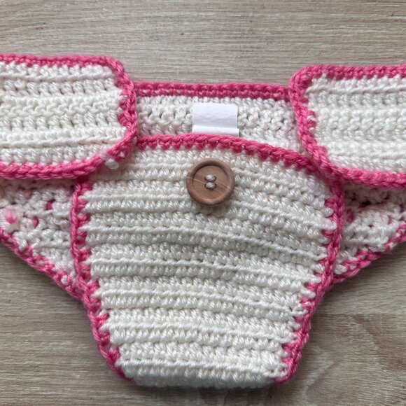 Handmade Baby Diaper Covers Set (3) Floral & Teal Crochet 0-6 Months Photo Prop - Picture 7 of 9